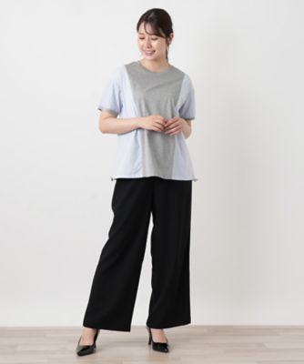 ストライプ切替ブラウス【Leilian WHITE LABEL 