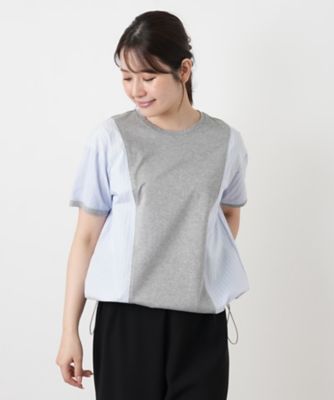 ストライプ切替ブラウス【Leilian WHITE LABEL 