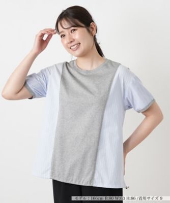 ストライプ切替ブラウス【Leilian WHITE LABEL