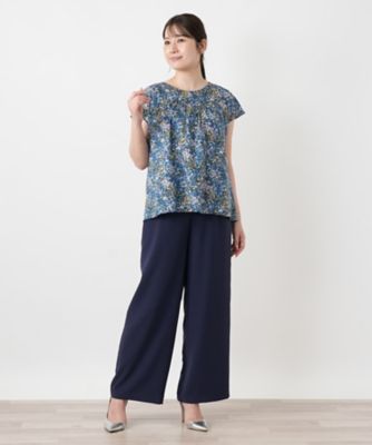 フラワー柄タックブラウス【Leilian WHITE LABEL