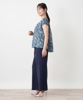 フラワー柄タックブラウス【Leilian WHITE LABEL
