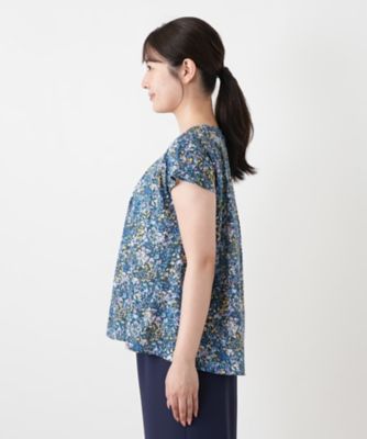 フラワー柄タックブラウス【Leilian WHITE LABEL