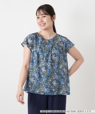 フラワー柄タックブラウス【Leilian WHITE LABEL