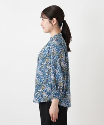 プリントバンドカラーブラウス【Leilian WHITE LABEL