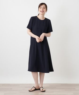 洗えるパネル切り替えフレアワンピース【Leilian WHITE