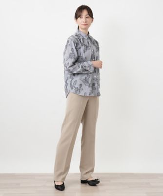 ストライプ花柄刺繍ブラウス【Leilian WHITE LABEL