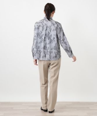 ストライプ花柄刺繍ブラウス【Leilian WHITE LABEL 