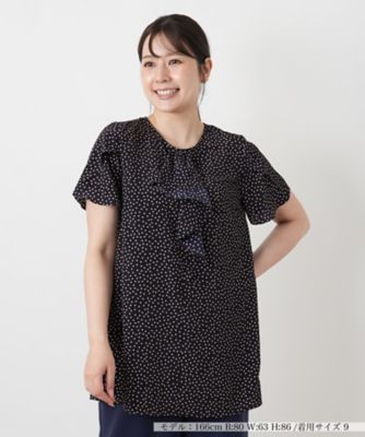 ドットラッフルフリルブラウス【Leilian WHITE LABEL