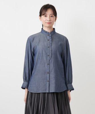 フリルスタンドカラーブラウス【Leilian WHITE LABEL 