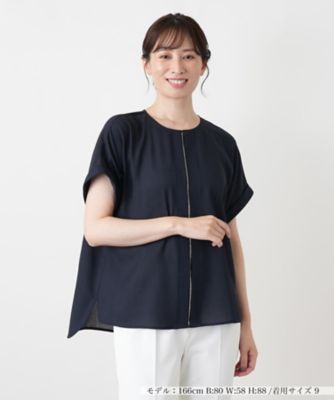 ノーカラージップブラウス【Leilian WHITE LABEL