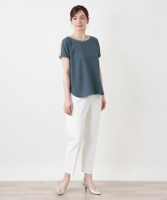 異素材切替カットソー【Leilian WHITE LABEL