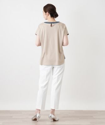 異素材切替カットソー【Leilian WHITE LABEL