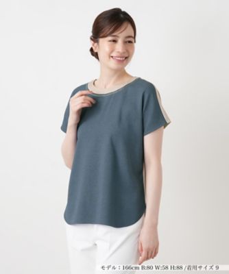 異素材切替カットソー【Leilian WHITE LABEL