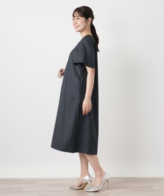レース刺繍Vネックサックワンピース【Leilian WHITE