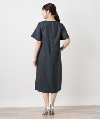 大きいサイズ XL レリアン 豪華 総レース 刺繍 リボンワンピース 日本製 黒 レース刺繍Vネックサックワンピース【Leilian WHITE