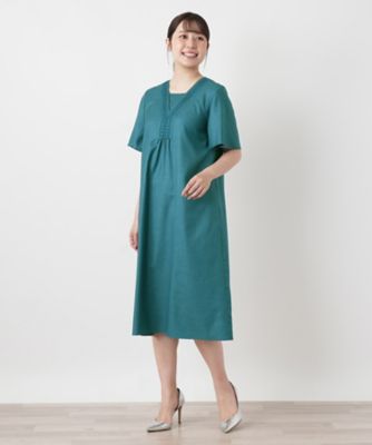 レース刺繍Vネックサックワンピース【Leilian WHITE