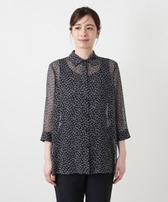 小花柄シースルーブラウス【Leilian WHITE LABEL