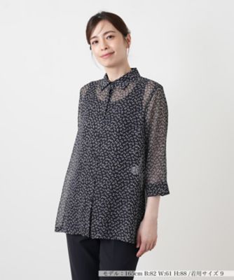 小花柄シースルーブラウス【Leilian WHITE LABEL