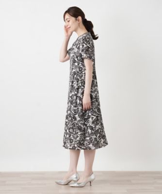 洗えるフラワー柄フレアワンピース【Leilian WHITE