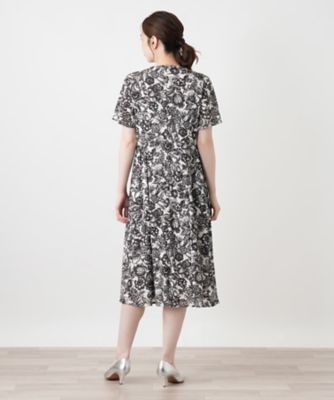 洗えるフラワー柄フレアワンピース【Leilian WHITE