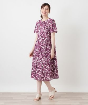 洗えるフラワー柄フレアワンピース【Leilian WHITE