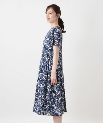 洗えるフラワー柄フレアワンピース【Leilian WHITE