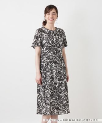 洗えるフラワー柄フレアワンピース【Leilian WHITE