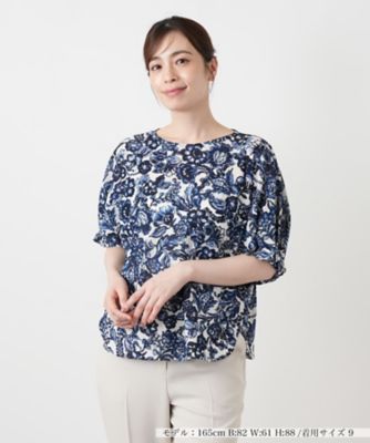 花柄ボリュームスリーブブラウス【Leilian WHITE