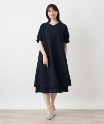 洗えるコクーンフレアワンピース【Leilian WHITE