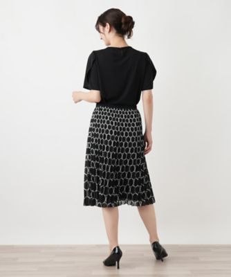 幾何学柄プリーツスカート【Leilian WHITE LABEL