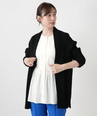 プリーツノーカラーブラウス【Leilian WHITE LABEL