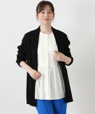 プリーツノーカラーブラウス【Leilian WHITE LABEL