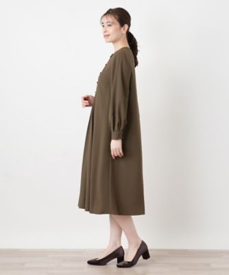 極美品❤️yuniフレンチスリーブピンタックロングワンピースフレア ボルドー 絹混 ピンタックフレアワンピース | Leilian (Women)/レリアン | 三越伊勢丹