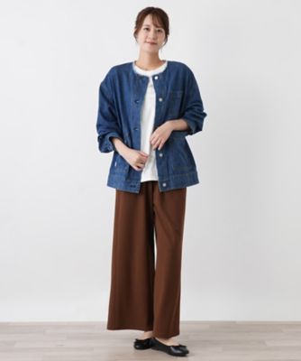 【VIVIENNE TAM】デニム ジャケット ブルゾン ノーカラー（L相当） ノーカラーデニムブルゾン【L JEANS】 | Leilian (Women