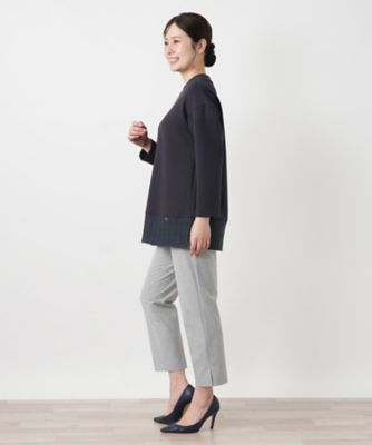 切替クルーネックニット【Leilian WHITE LABEL