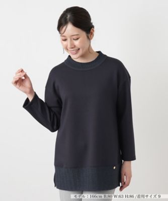 切替クルーネックニット【Leilian WHITE LABEL