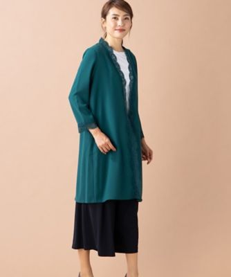 レース使いロングカーディガン