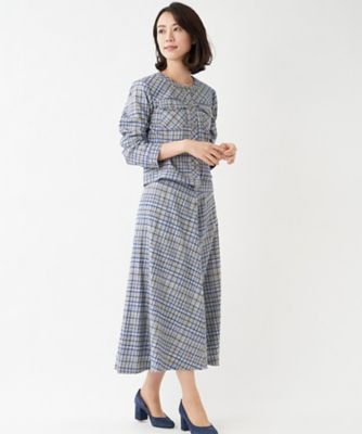 特別提供品】チェック柄ノーカラージャケット | Leilian (Women