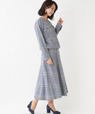 特別提供品】チェック柄ノーカラージャケット | Leilian (Women