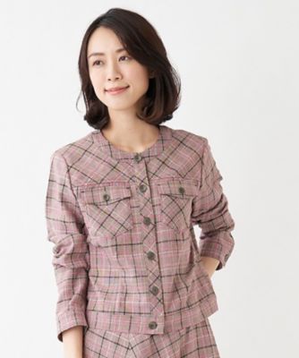 特別提供品】チェック柄ノーカラージャケット | Leilian (Women