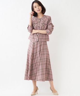 特別提供品】チェック柄ノーカラージャケット | Leilian (Women