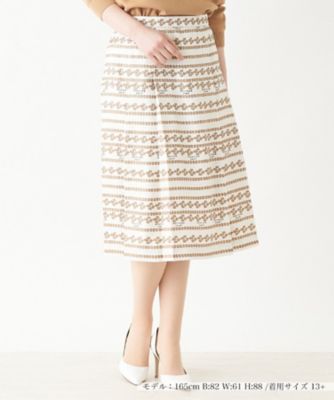 ＜Leilian plus house (Women/大きいサイズ)＞総柄プリントタックスカート【ＲＯＣＨＡＳ　Ｐｒｅｍｉｅｒｅ】