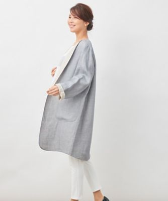 一重仕立てのノーカラーコート | Leilian plus house (Women/大きい