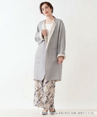 一重仕立てのノーカラーコート | Leilian plus house (Women/大きい