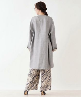 一重仕立てのノーカラーコート | Leilian plus house (Women/大きい