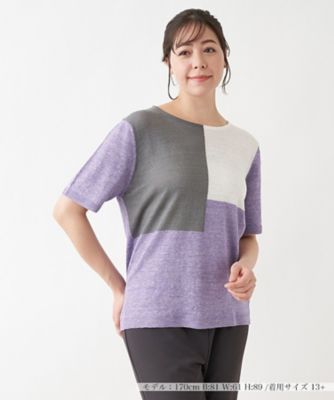 ＜Leilian plus house (Women/大きいサイズ)＞カラーブロックニット【ＨＡＮＤ】