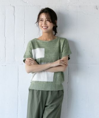配色デザイン半袖ニット【HAND】 | Leilian plus house