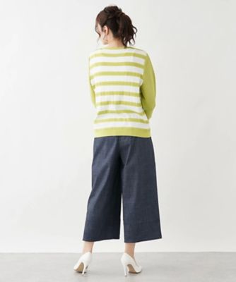 ７分袖ボーダーニットプルオーバー【ＲＯＣＨＡＳ　Ｐｒｅｍｉｅｒｅ】