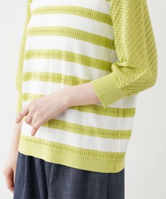 ７分袖ボーダーニットプルオーバー【ＲＯＣＨＡＳ　Ｐｒｅｍｉｅｒｅ】
