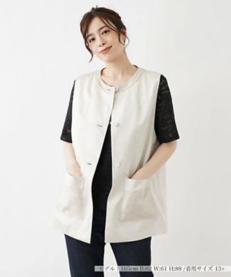 ＜Leilian plus house (Women/大きいサイズ)＞異素材ベスト【ＲＯＣＨＡＳ　Ｐｒｅｍｉｅｒｅ】